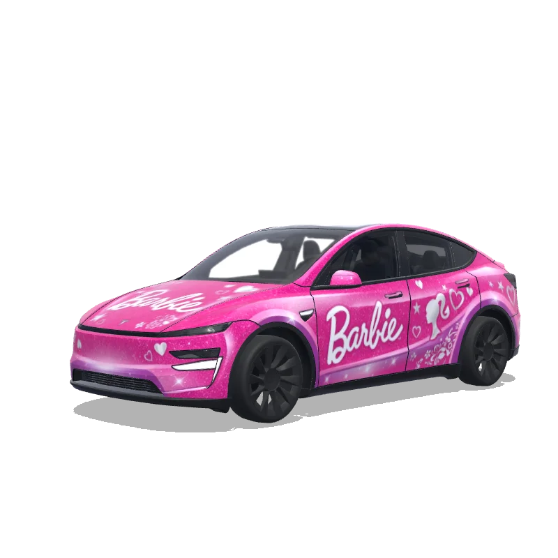 Tesla Model Y (2025+) with a Barbie dream car wrap, 3D preview
