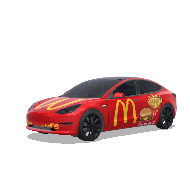 Tesla Model 3 with a McDonald's wrap, 3D preview